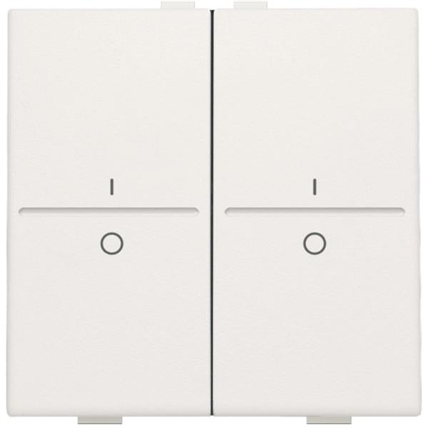 Manette double I-0 pour poussoir câble-bus ou RF émetteur mural, blanc