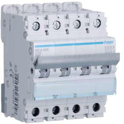 [HAGMCA420] Disjoncteur 6kA - C - 4P - 20A - 4M.
