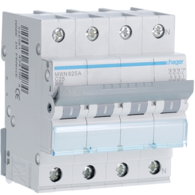 [HAGMWN625A] Disjoncteur 3kA - C - 3P+N - 25A - 4M