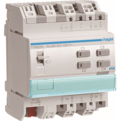 [HAGTYA624A] Module de sortie pour 4 volets roulants - 230V AC new design QC, ETS