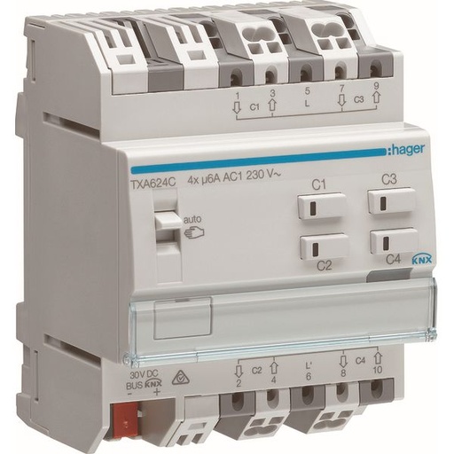 [HAGTXA624C] Module 4 sorties volets roulants et stores a bannes 230V 6A