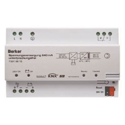 [HAG75010015] Alimentation en tension 640 mA rail DIN sans interruption KNX gris clair