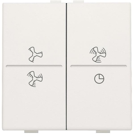 [NIK101-00013] Manette double ventilateur pour poussoir câble-bus ou RF émetteur mural, blanc